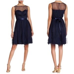 Eliza J Sleeveless Illusion Neckline dress Navy blue Size XS